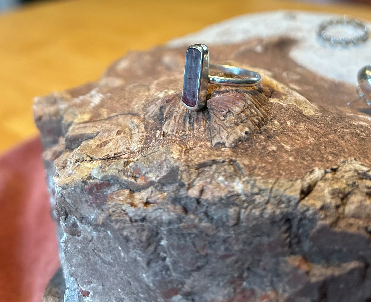 Raw Tourmaline Bar Ring