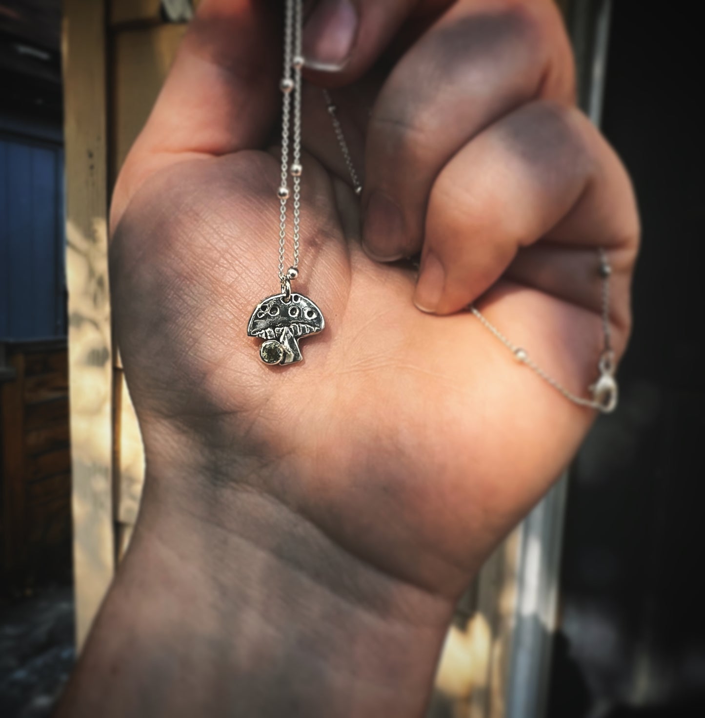Mushie Necklace with Green Sapphire