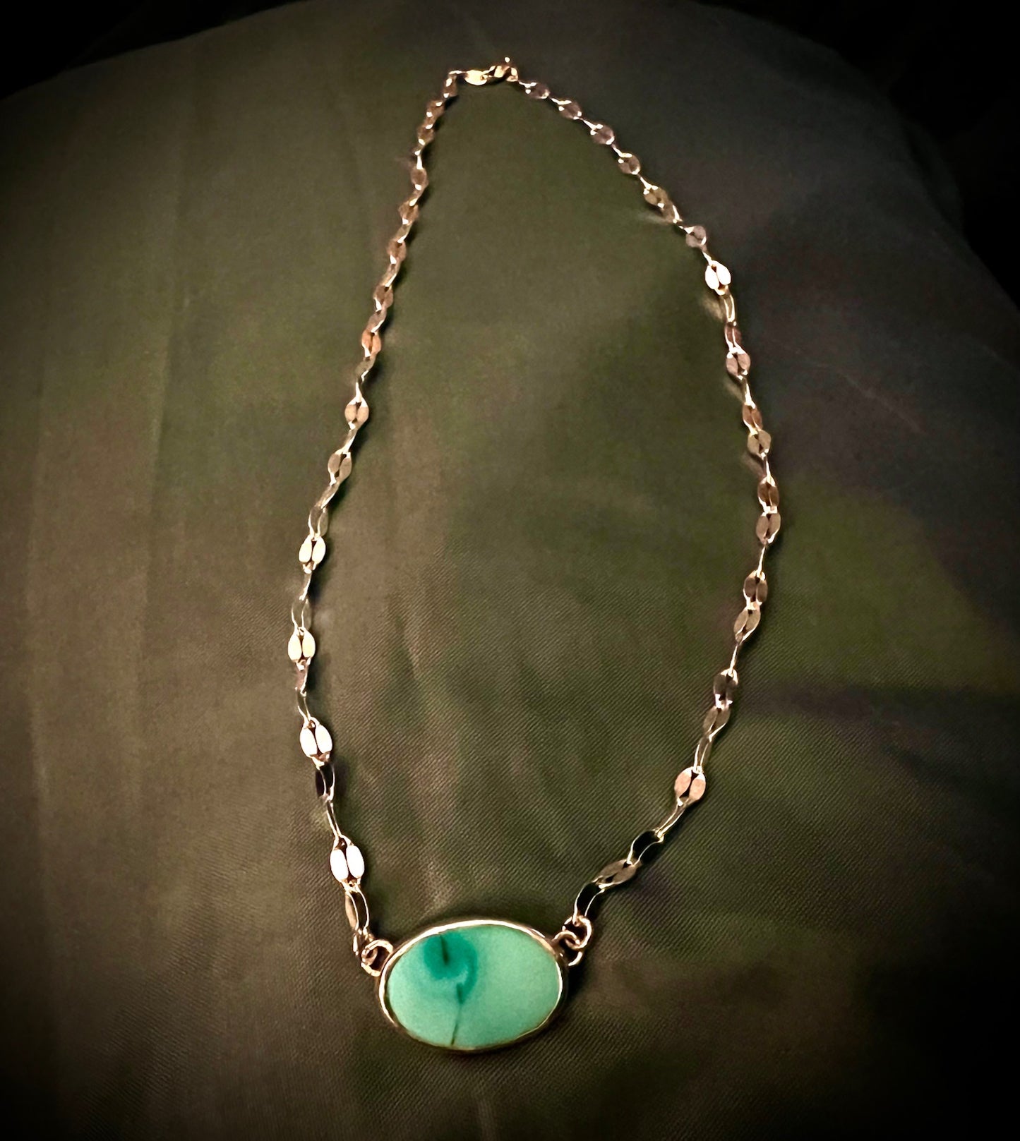 Turquoise Pendant with Dapped Chain