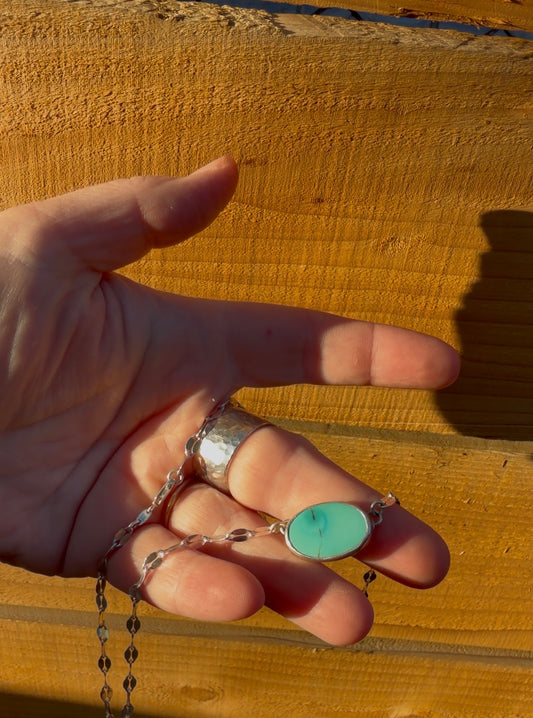 Turquoise Pendant with Dapped Chain